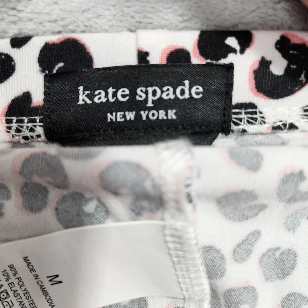 Kate‎ Spade Pants Womens M Black Pink Leopard Print Jersey Capri Pajama Lounge